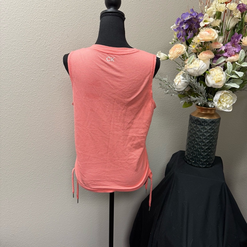 Calvin Klein Performance Coral Pink Waffle Knit Sleeveless Tank Top M - Picture 3 of 6